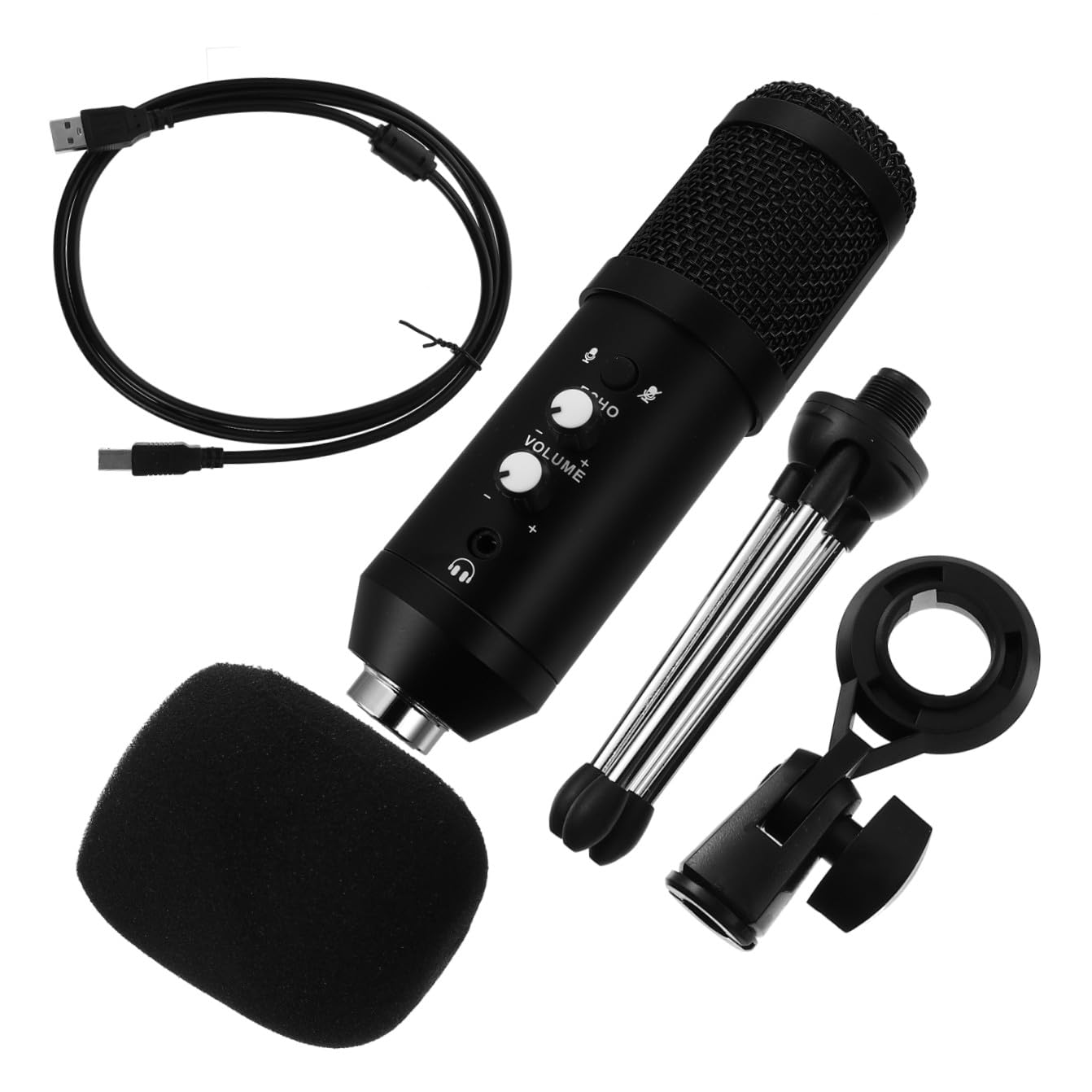 Micrófono de Condensador USB Cardioide Negro Aleación