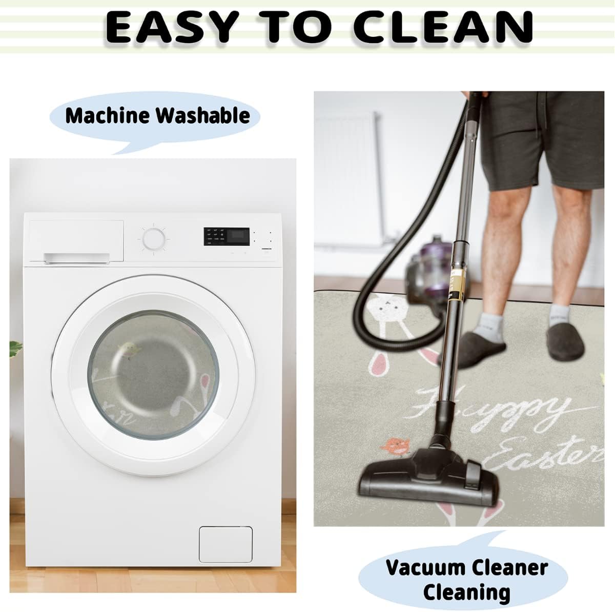 4 x 6 feet Happy Easter Eggs Bunny Super Soft Area Rug for Kids Baby Nursery, Tie-Dyed Soft Fluffy Rugs for Bedroom, Carpet for Kids Room