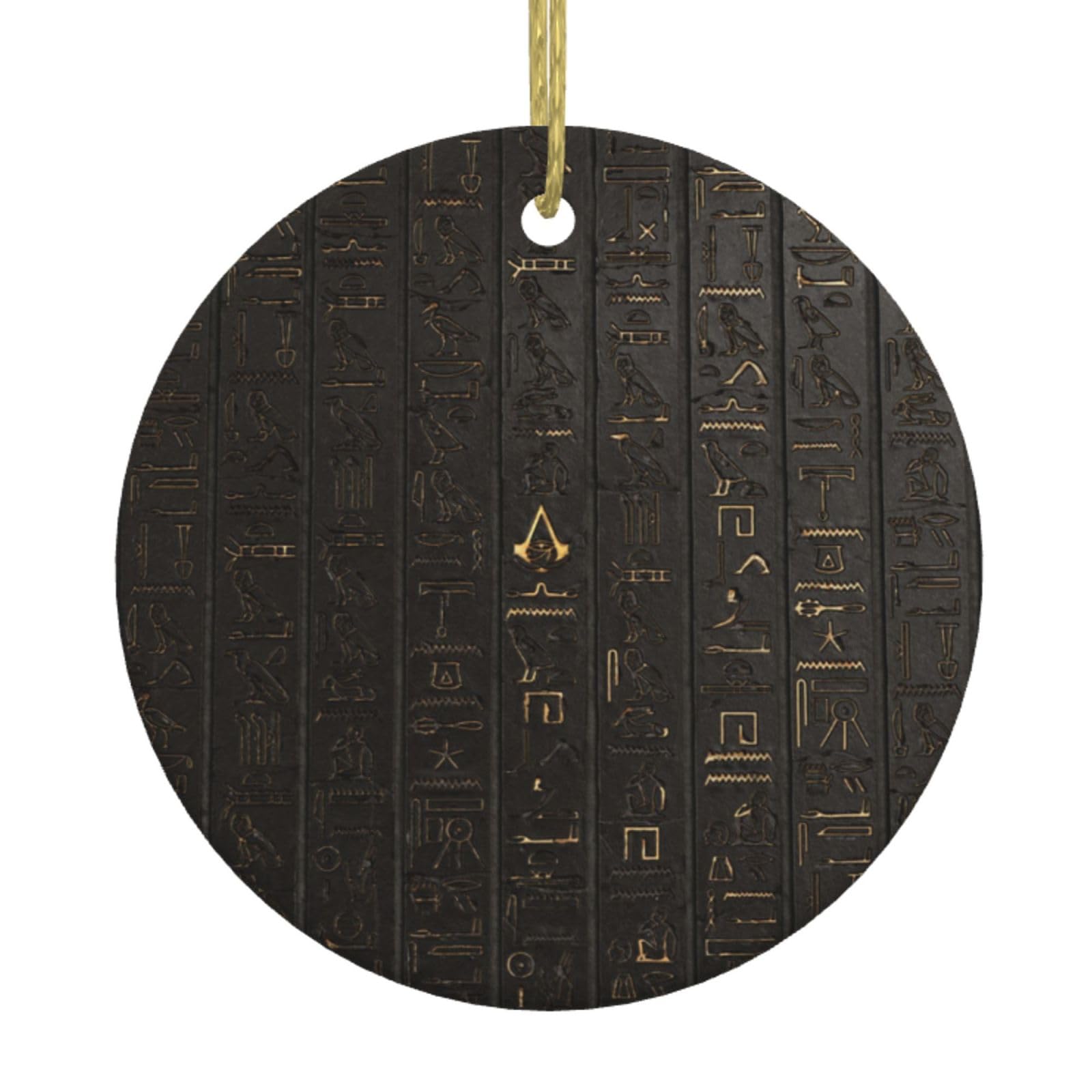 Ancient Egyptian Hieroglyph Christmas Tree Ceramic Hanging Xmas Tree Decoration Bauble Round Ceramic Decorations Decorative Home Decoration