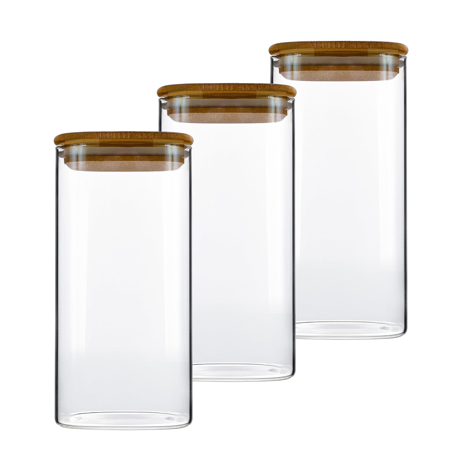 Set di 3 Barattoli Cucina - Barattolo Vetro con Coperchio - Contenitori Vetro per Alimenti（1500ml）