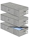 Unterbett Aufbewahrungsbox mit Deckel, 3 Stück Faltbar Unterbettkommode, Waschbar Kleideraufbewahrung & Organisation, 3 Griffen Doppelreißverschluss Aufbewahrungsboxen für Kleidung Decken, 76x40x17cm