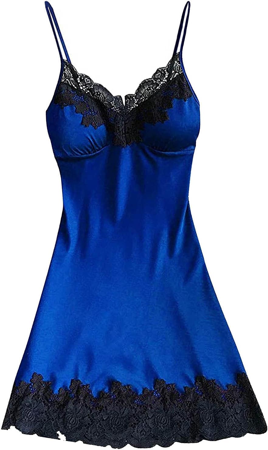 Babydoll Lingerie for Women, Sexy Womens Lace Silk Satin Pajamas Sling Dress Nightdress Chemise for Sex Naughty