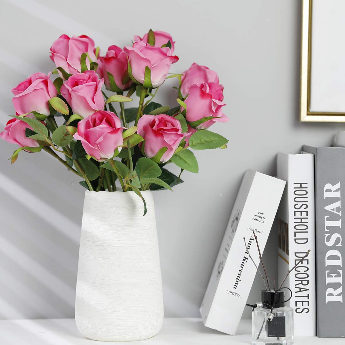 Veryhome Rose Artificiali Di Seta - 10 Pezzi Bouquet Finto Per Matrimoni, Casa E Decorazioni - Foto 11