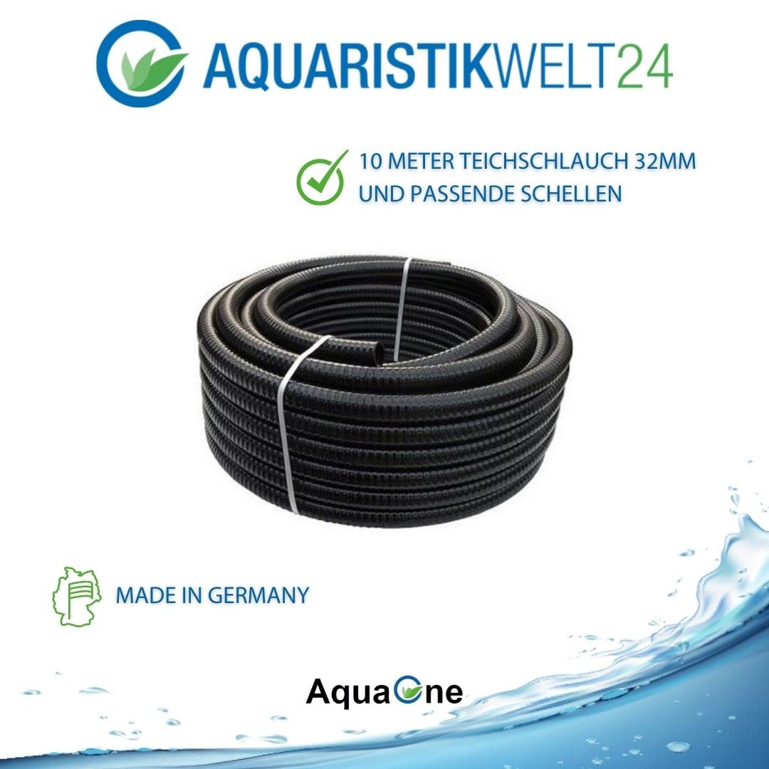 AquaOne Teichfilter Set mit Teichpumpe I Filteranlage CPF-10000 für einen Teich bis 12.000 Liter I Komplettset mit UV Lampe Eco Pumpe 20 Watt Teichschlauch Nr.21