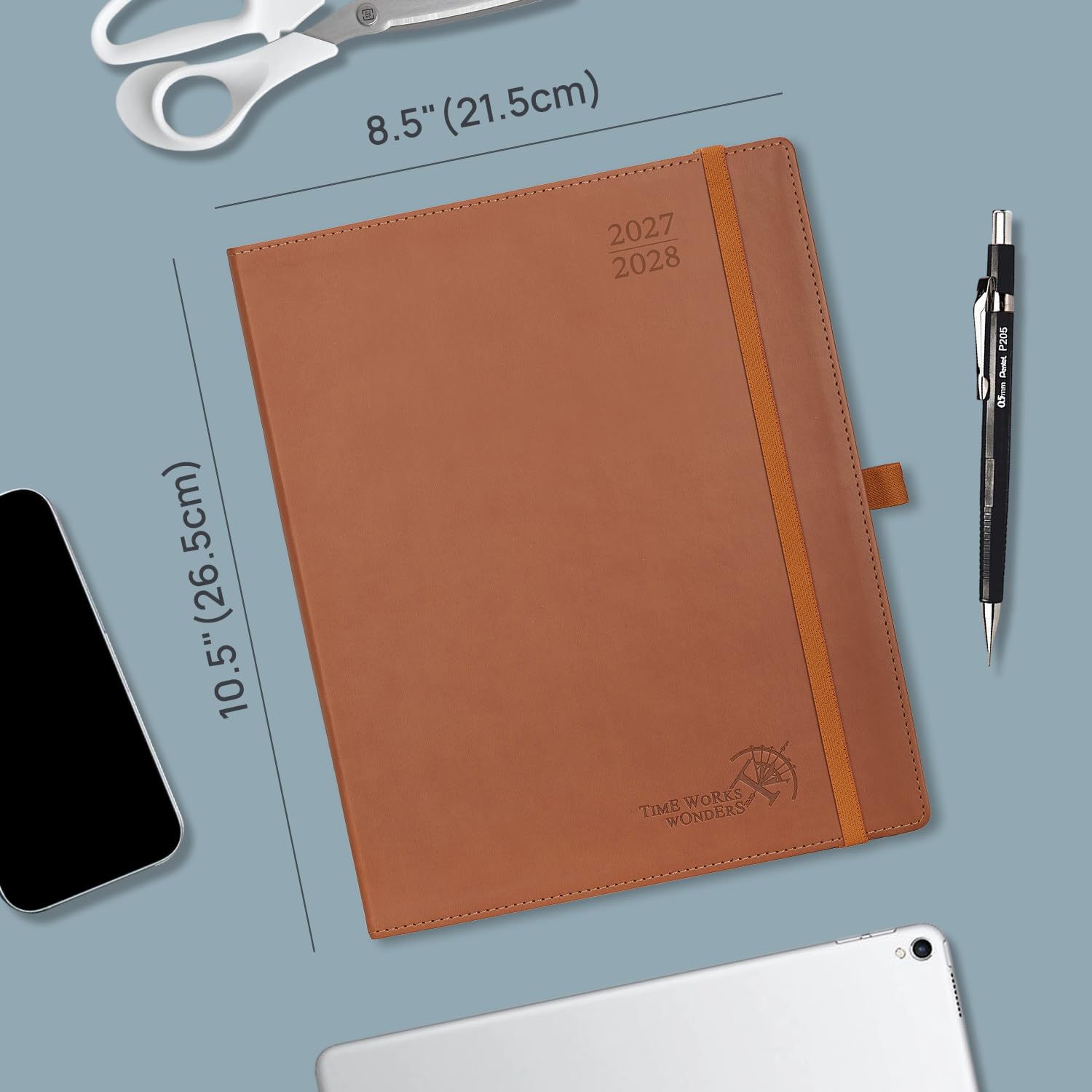POPRUN Agenda mensile 2027-2028 (grande 21,6 x 26,7 cm), calendario da 18 | Gennaio 2027-giugno 2028, calendario con copertina morbida con pagina per note, linguette mensili e tasca interna