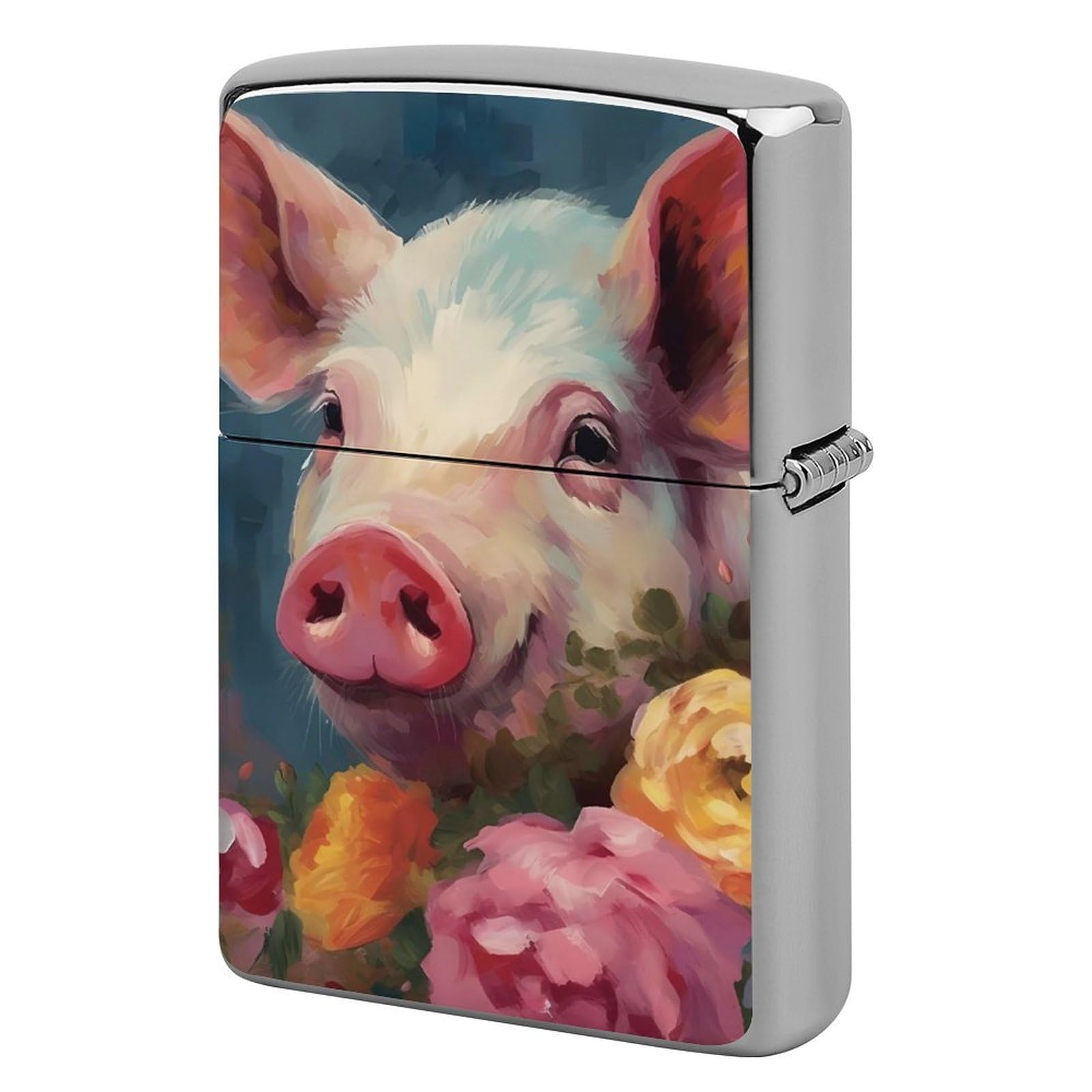 Painting Flower Pigs Lighter Case for Men, Personalized Lighter Cover for Valentine's Day Gifts, Flip-Top Lighters Shell for Outdoor, Portable Lighters Protective Sleeve