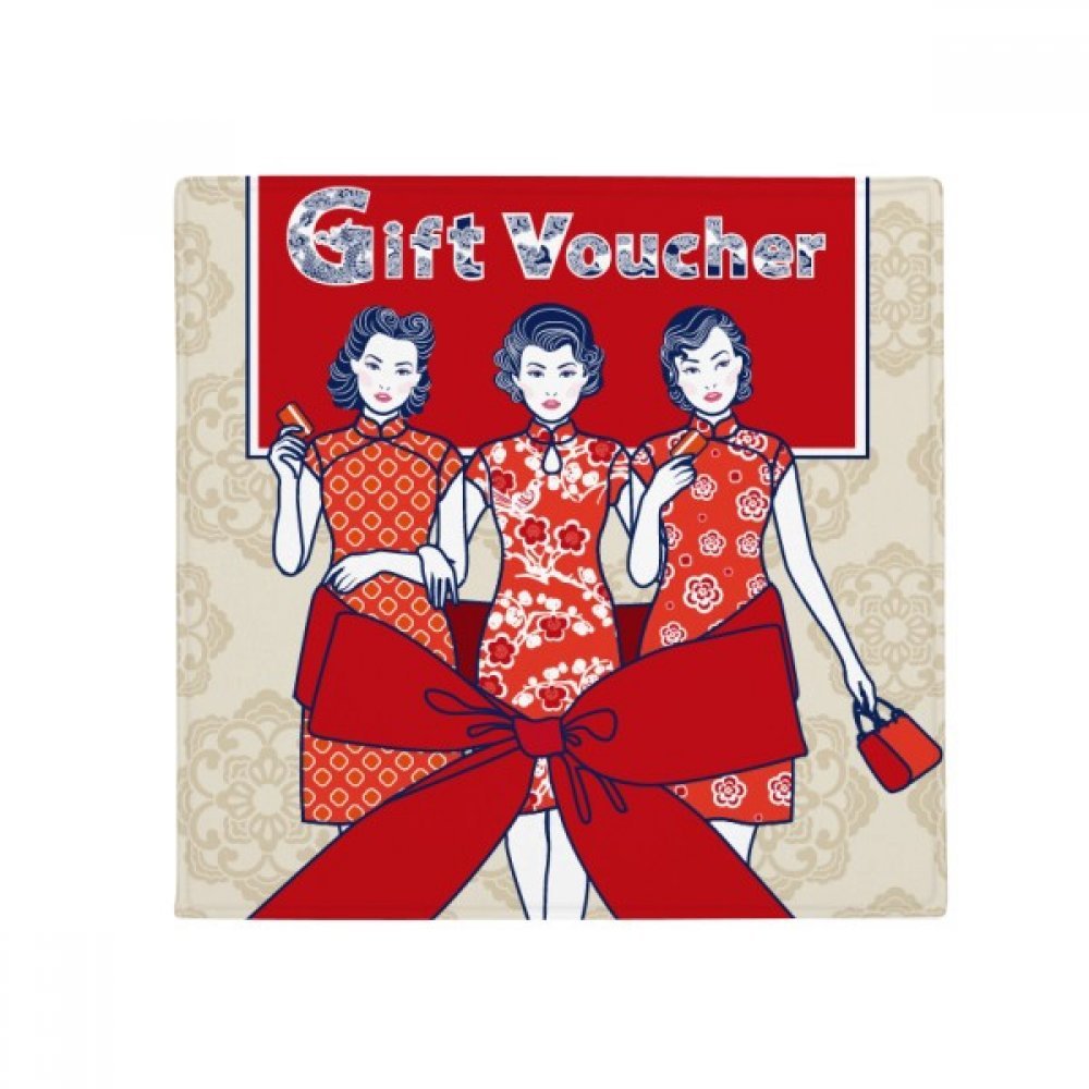 Tapis de sol anti-glisse rouge motifs chinois 60x60 cm pour sol mouille