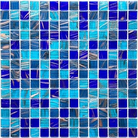 LSDECO 20 Sheets Glass Mosaic Tiles for Backsplash Border, Sapphire Blue Pool Tile,Backsplash Tile for Swimming Pool Kitchen Bathroom Wall (20 Sq.Ft) Cover