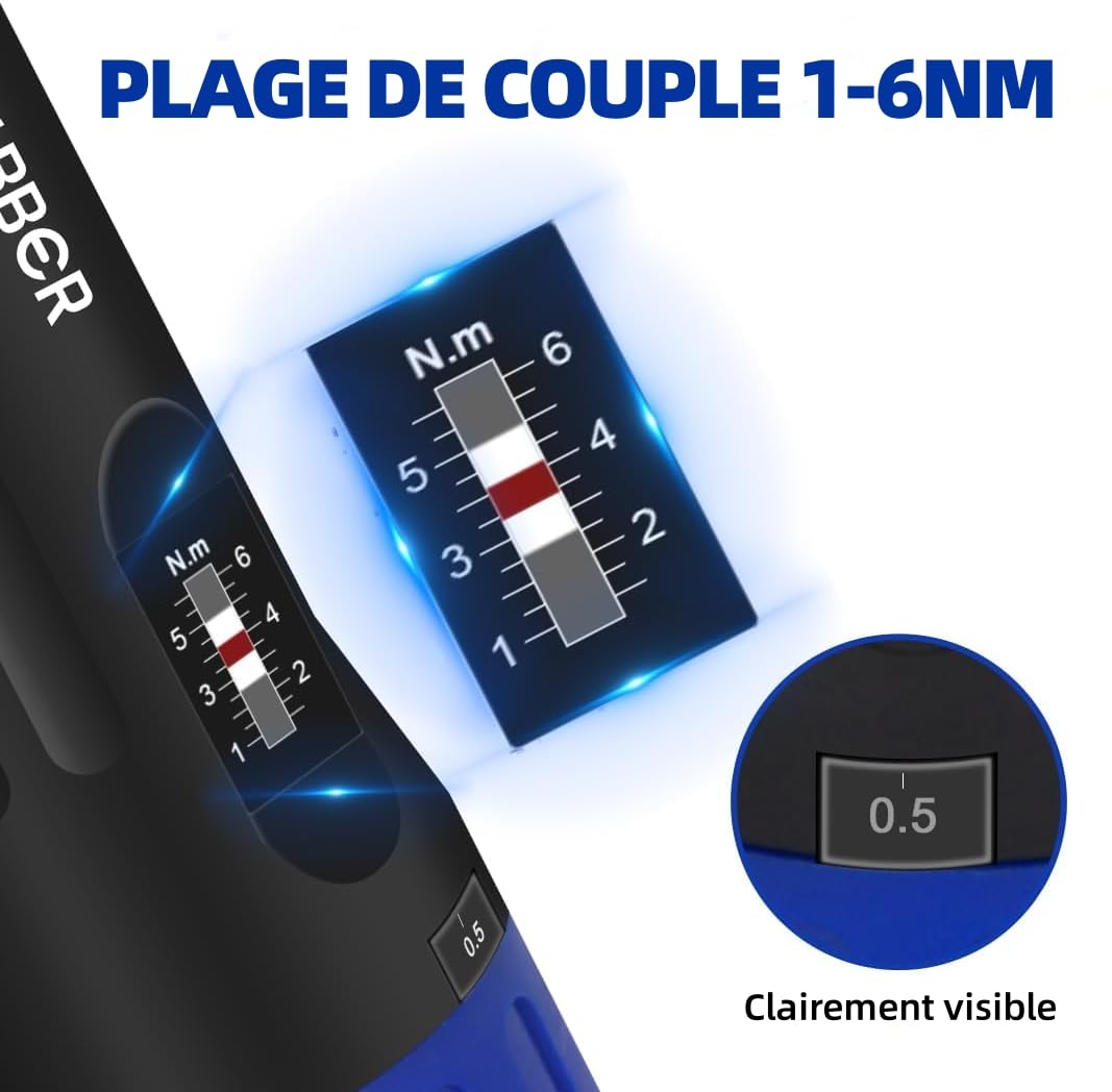 Clé tournevis dynamométrique 1-6 Nm | Jeu de clés dynamométriques pour la réparation de vélo avec porte-embouts