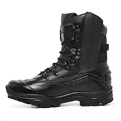 Bota Coturno Militar Tiger Pró, Couro Resistente, Design Tático, Solado Robusto para Uso Militar