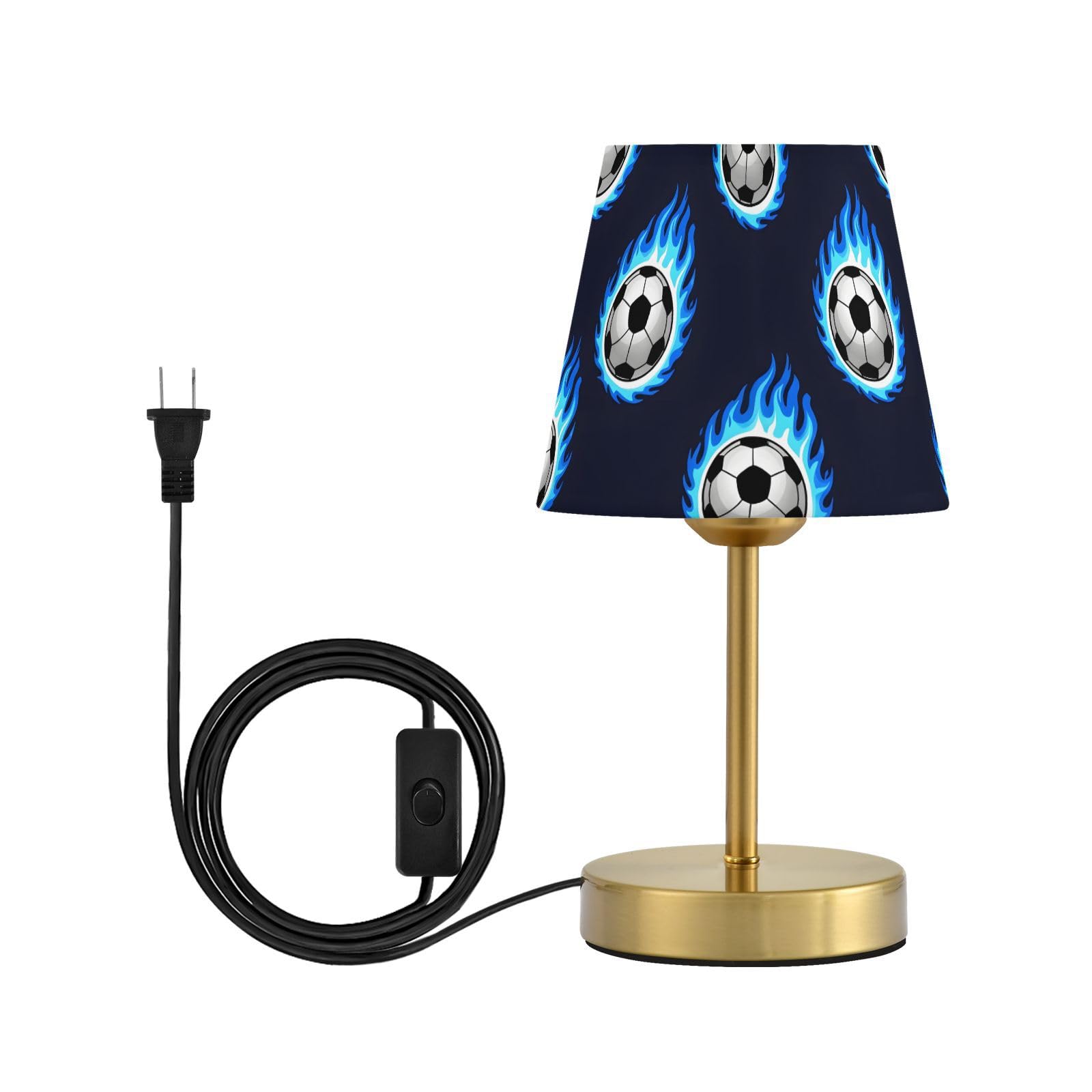 Small Table Lamp Soccer Ball Flame Bedside Lamps with Fabric Shade, 3 Color Dimming Up for Restaurant, Bedroom, Patio, Office (Bulb Included),5.9x11.4in,