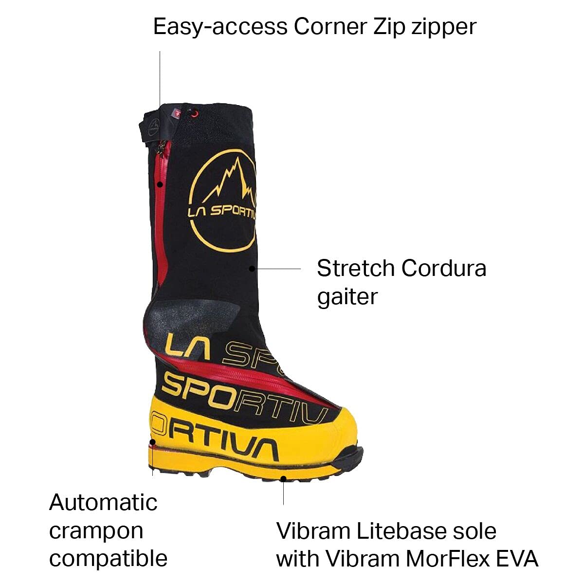 La Sportiva Mens Olympus Mons Cube Mountaineering Boots, Yellow/Black, 10.5