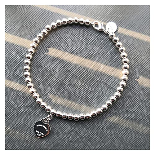Bracelet 925 pour femmes avec chaîne perle et cœurs de 21cm