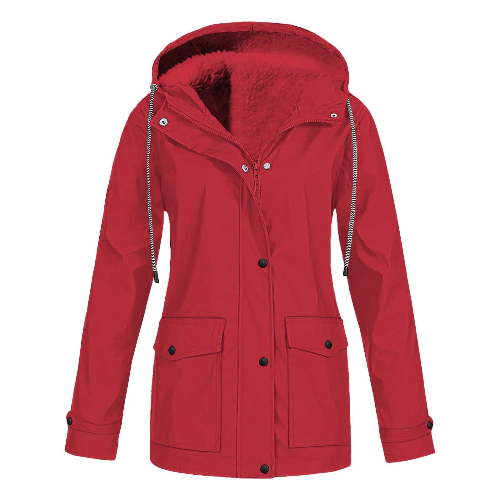 Giacca Antipioggia In Peluche Da Donna Con Cerniera, Casual, Cappuccio, Giacche A, Cappotto Maniche Lunghe, Viaggio Piumino Leggero 100 Grammi Abbigliamento Trekking Termica Running