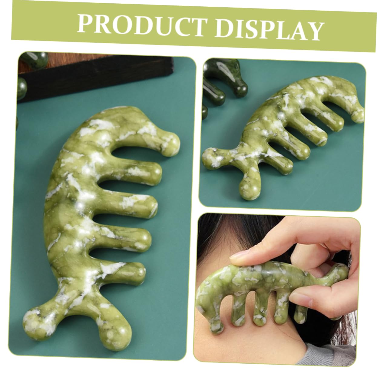 FRCOLOR 3piezas Masajeador De Cabelludo De Jade Cepillo De Masaje Para Cabeza Herramienta De Masajeador Portátil Para Aliviar La Tensión