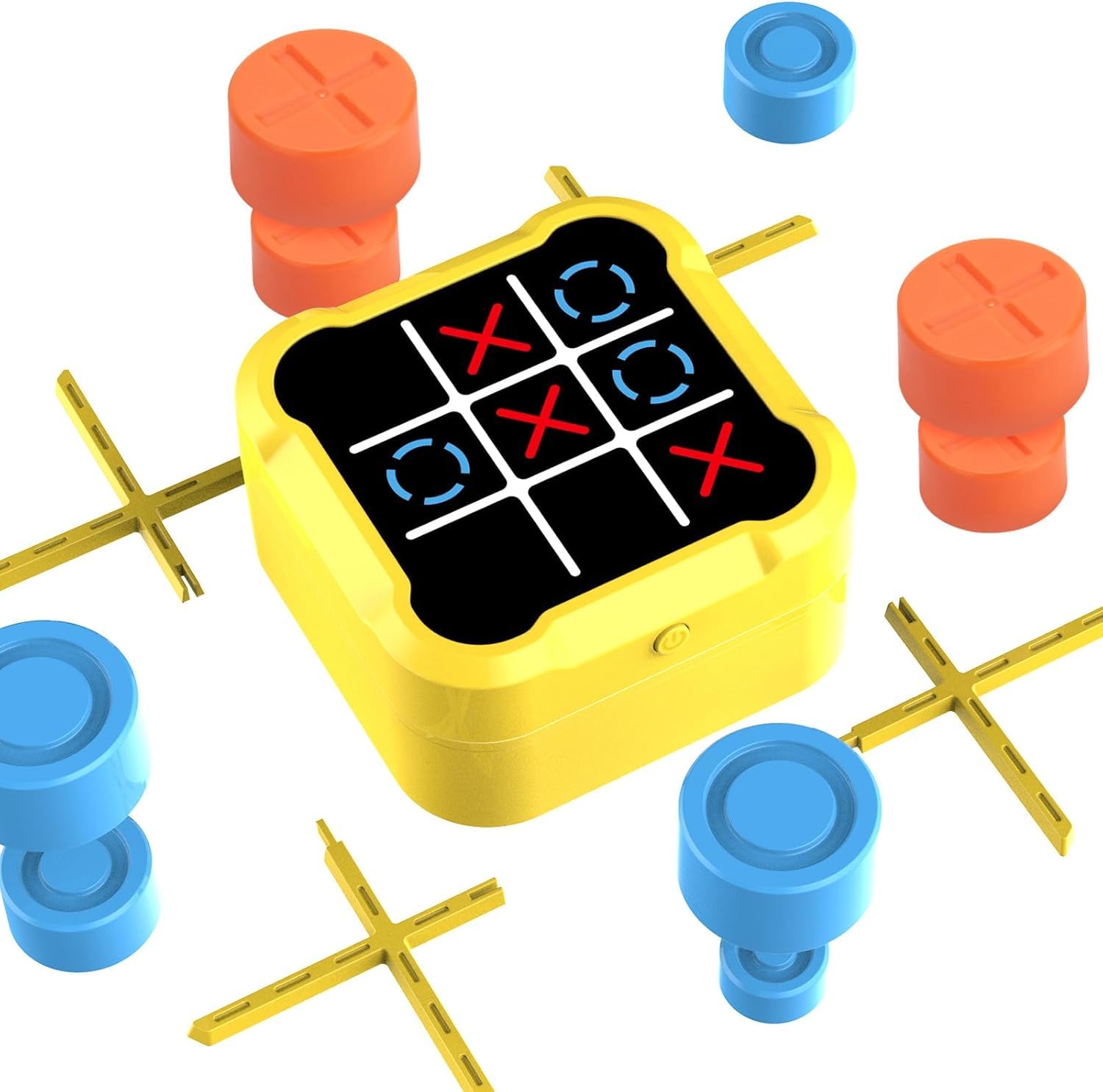 Electrónico Tic TAC Toe Bolt,Juegos de Viaje Portátiles 5 en 1,Juego de Fiesta Familiar,Juegos para Niños para Educación y Crecimiento de la Memoria para Todas Las Edades(Amarillo)