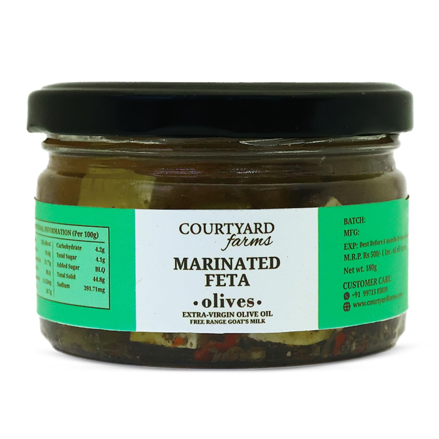 Courtyard Farms Goat Milk Marinated Feta Cheese and Dressing, with Olives and Extra Virgin Olive Oil, No Preservatives, Premium Food Dressing (180gm)-picture-26
