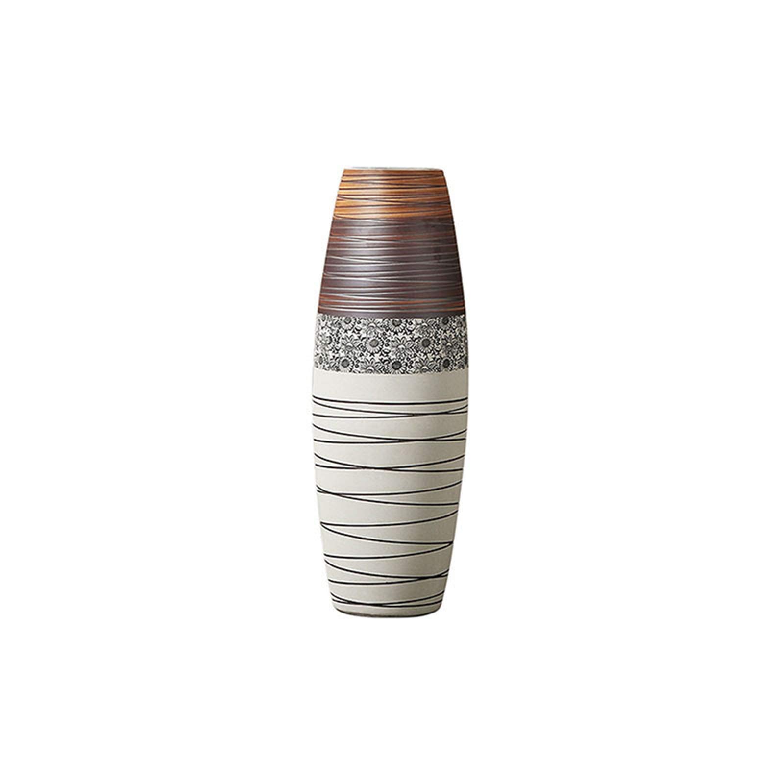 asdchZen Art Flower Arrangement Large Vase, Ballroom Exhibition Hall Hotel Lobby Floor-Standing Vase Retro Style Decorative Vase,20 * 60CM
