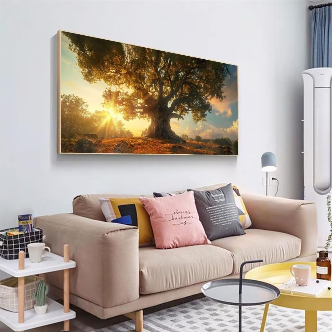 2 Pezzi tramonto Pittura Diamante, 5D Diamond Painting Albero, 40x90cm Diamond Painting Grandi Dimensioni, Strass Ricamo a Punto Croce Kit Diamond Painting per Decorazioni Natalizie Casa e Regalo P-4