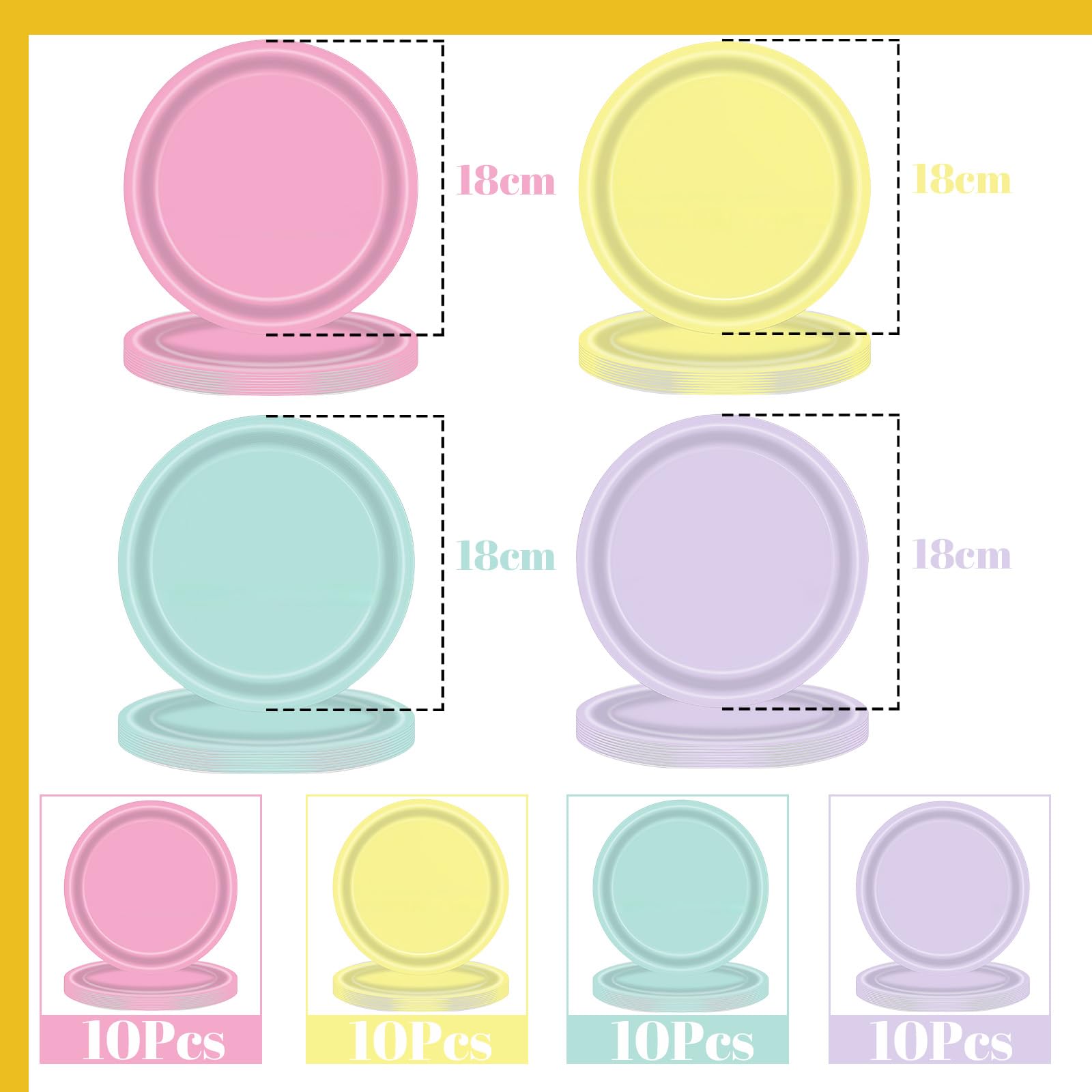 ZSYIULIA Piatti di carta per feste da 17,8 cm e 22,9 cm, per feste di compleanno e festival a tema bambini (colore solido)