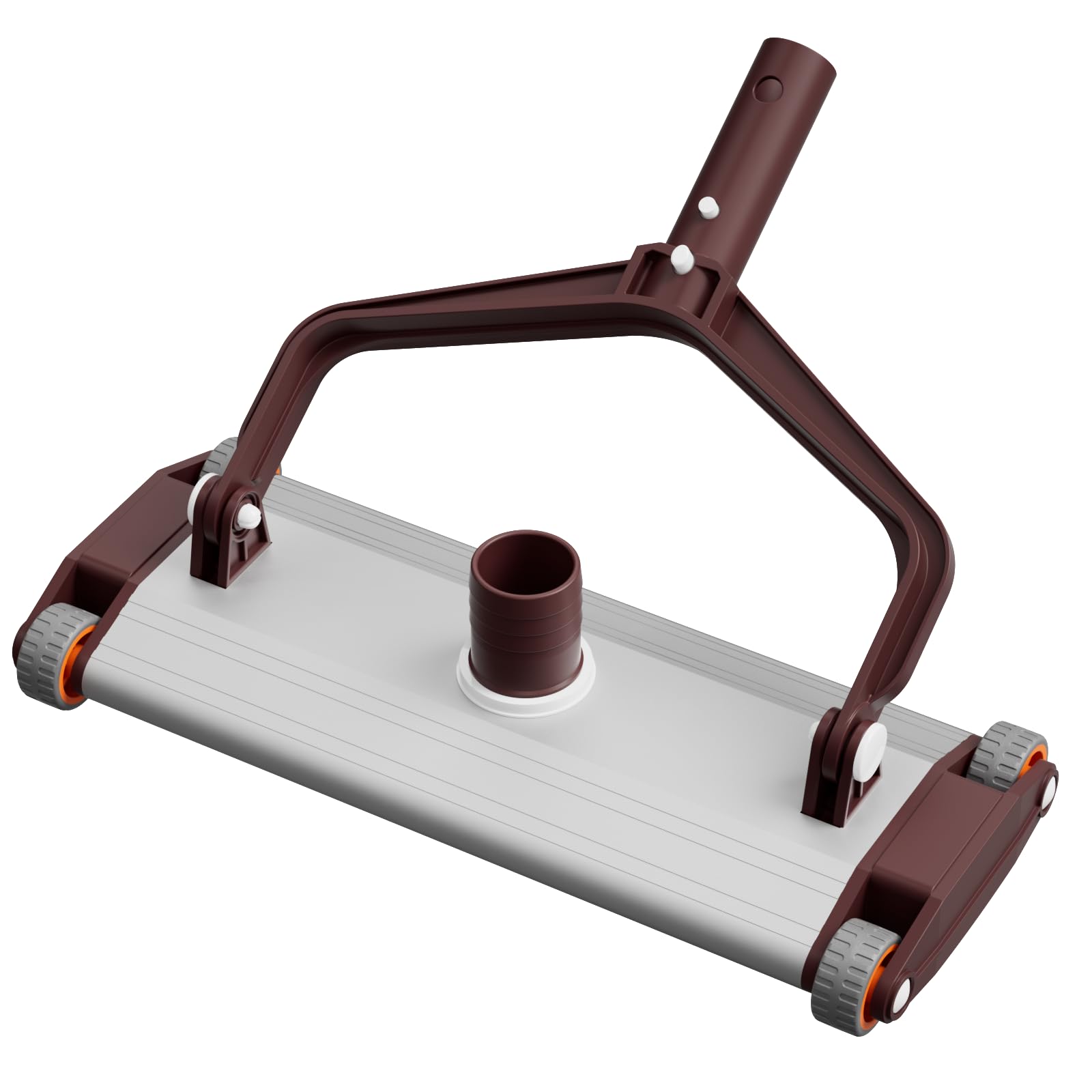 AQUAPOOL Pro Manual Pool Cleaner Aluminium Pool Cleaner, 33 cm, with 4 Rubber Wheels and Nylon Brush (33 cm Clip)