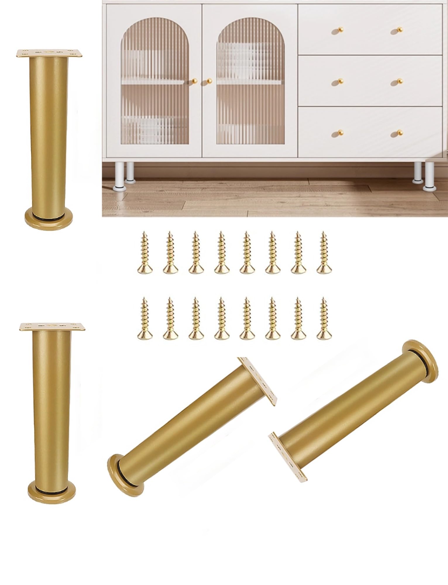 Set di 12 piedini regolabili per livellamento mobili, universali, per stabilizzare tavoli, letti, divani, armadi e scrivanie, altezza 8 cm
