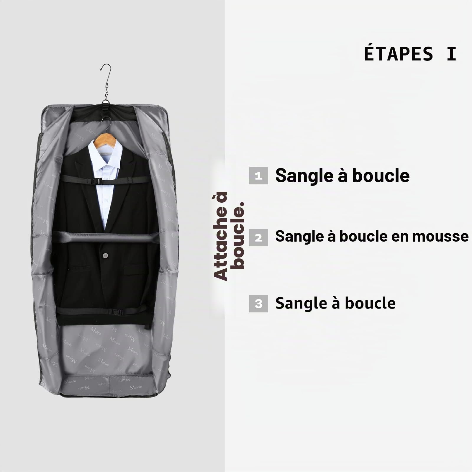 MATEIN Housse Sac à Vêtements de Voyage, Garment Bag avec Sangles Hommes Femmes Imperméable et Anti-Ride, Sac à Vêtements Accrochant pour Voyages d'Affaires Pour 3 costumes, Robes, Manteaux, Noir