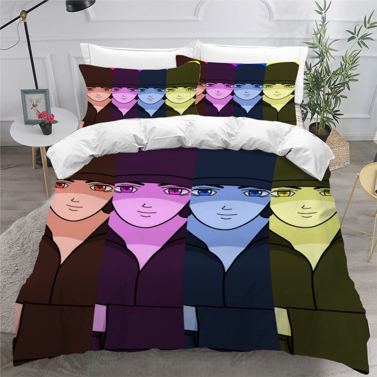 Parure de lit 2 personnes 200x200 impression 3D microfibre avec 2 taies 50x75