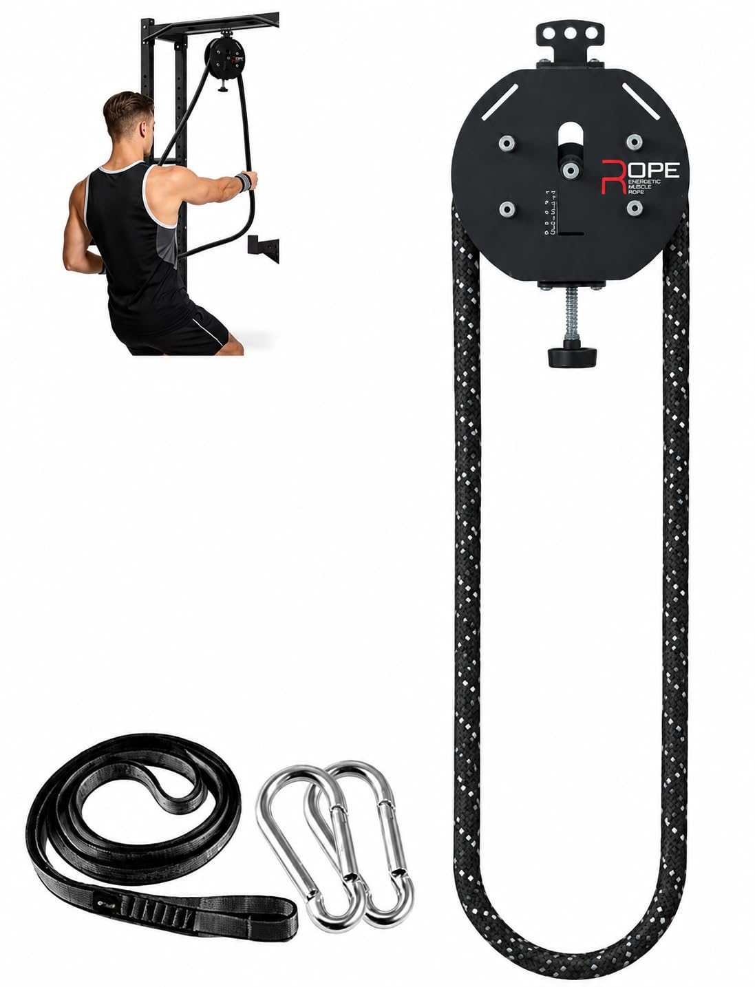 Endless Rope Trainer, Portable Cable Pulley System | Adjustable Resistance, Full-Body Workout for Grip, Arms, Back, Cardio. Portable.