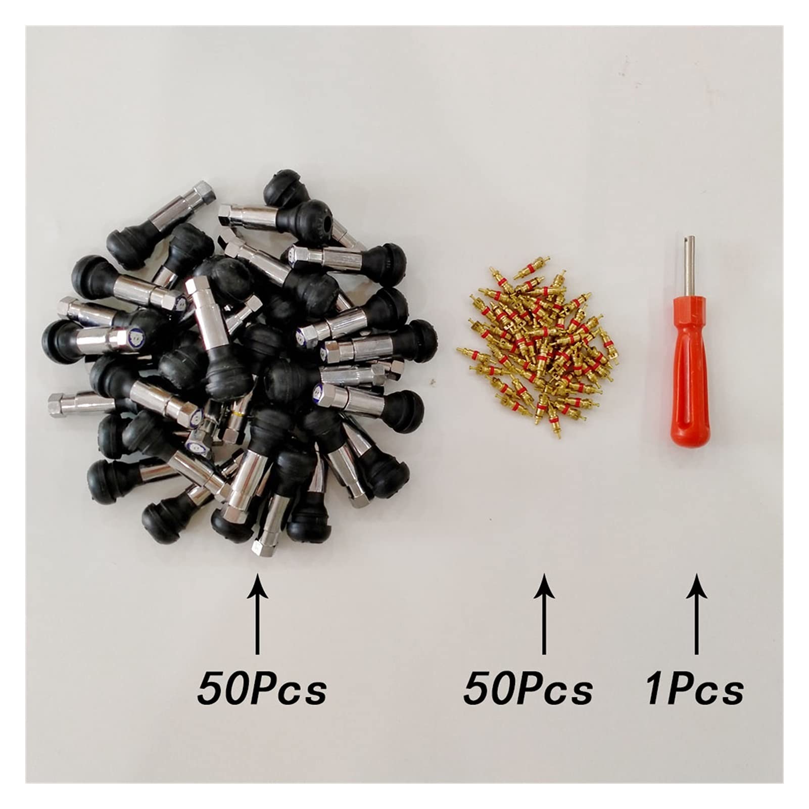 yaoqijie 50pcs caucho negro TR414 Neumático de la rueda del automóvil del ansioso Tire de la válvula de la válvula de los neumáticos del neumático sin cámara Tallos Tapas de polvo Ruedas Neumáticos Pi