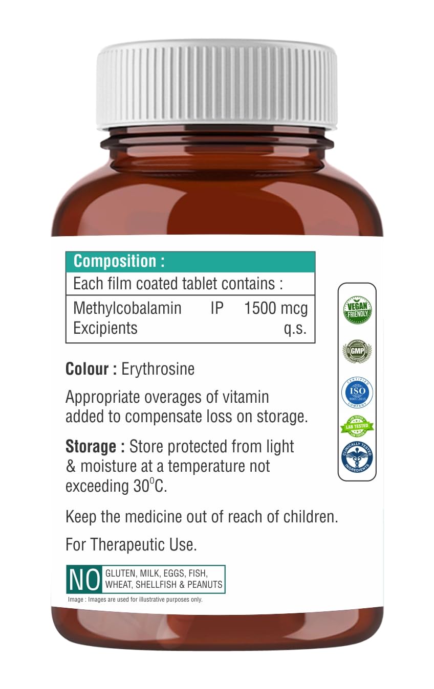 THE BODY RESERVE Vitamin B12 Tablets 1500 mcg as Methylcobalamin Vitamin B12 Supplements for Men & Women -120 Veg tablets (4 Months Supply Pack) — Amazon image 7