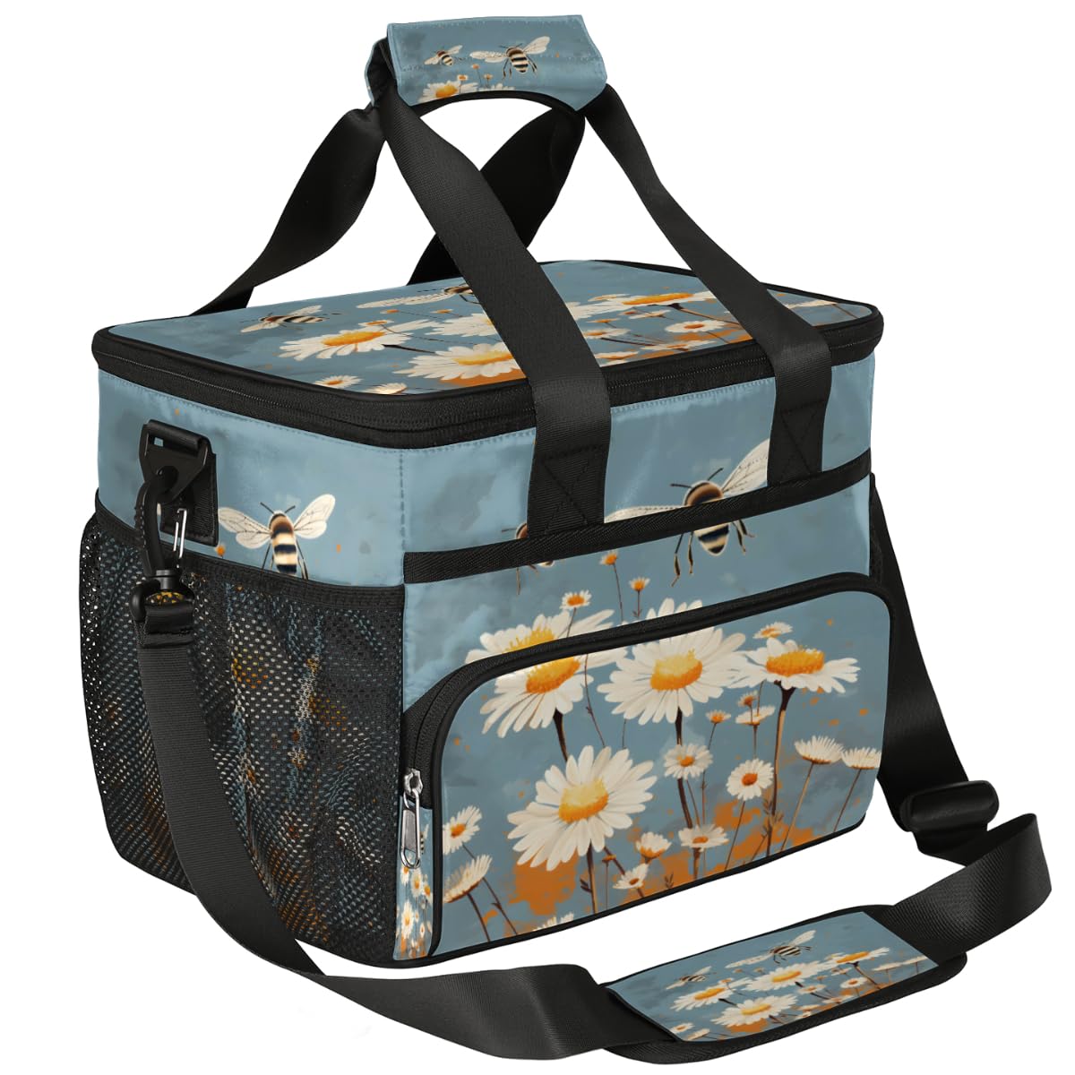 Daisy Insulated Picnic Backpack Lunch Box for Women Men Picnic Basket Tote Lunch Bag Picnic Bag Portable Lunch Bags for Picnic, Beach, Work, Trip,Office, Camp Bees
