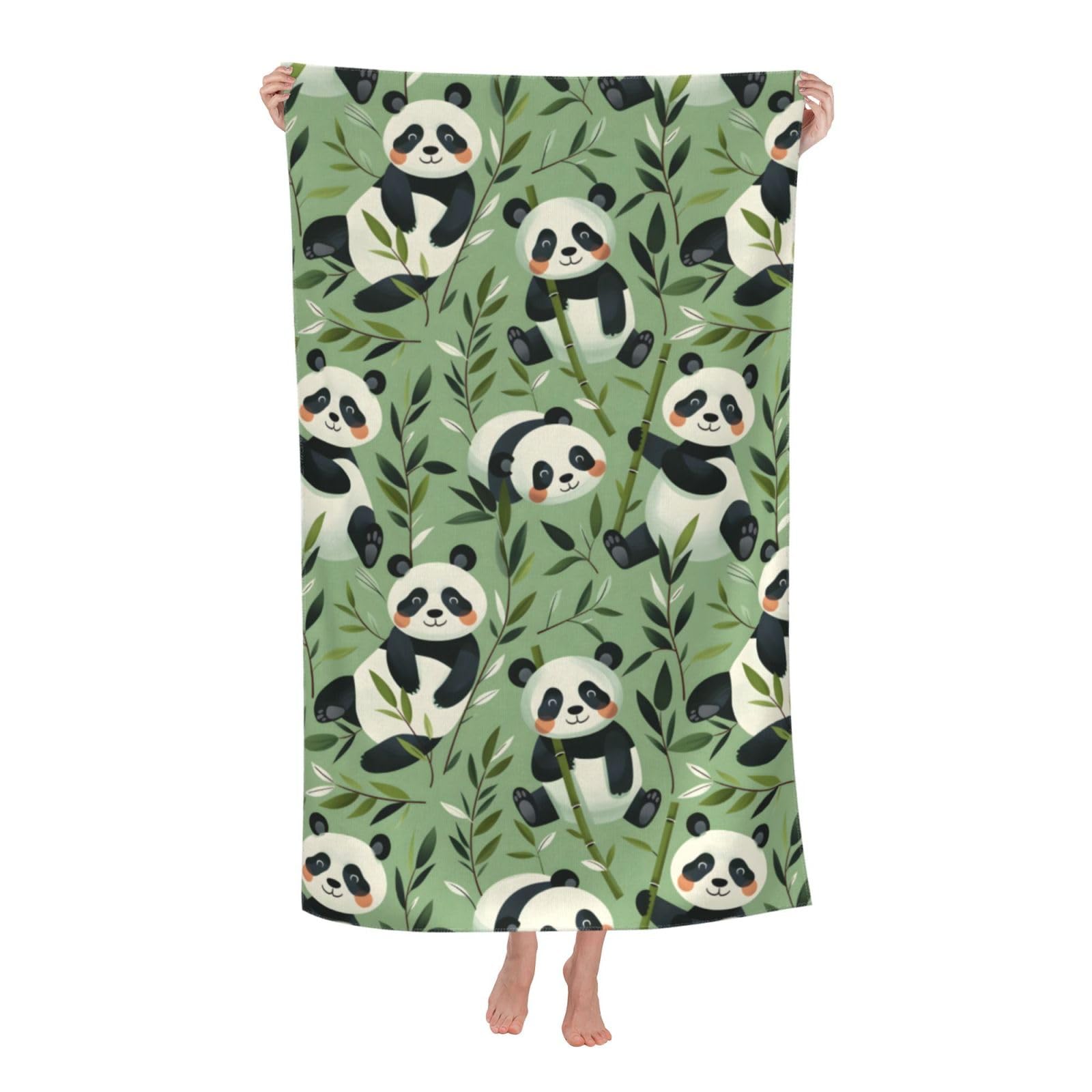 HLBSDM Funny Panda Beach Towel Microfiber Quick Dry Sand Proof Lightweight Bath Pool Adorable Pandas Towel for Women Adults Kids Soft Absorbent Towels for Swim Travel Sports 32×52 in