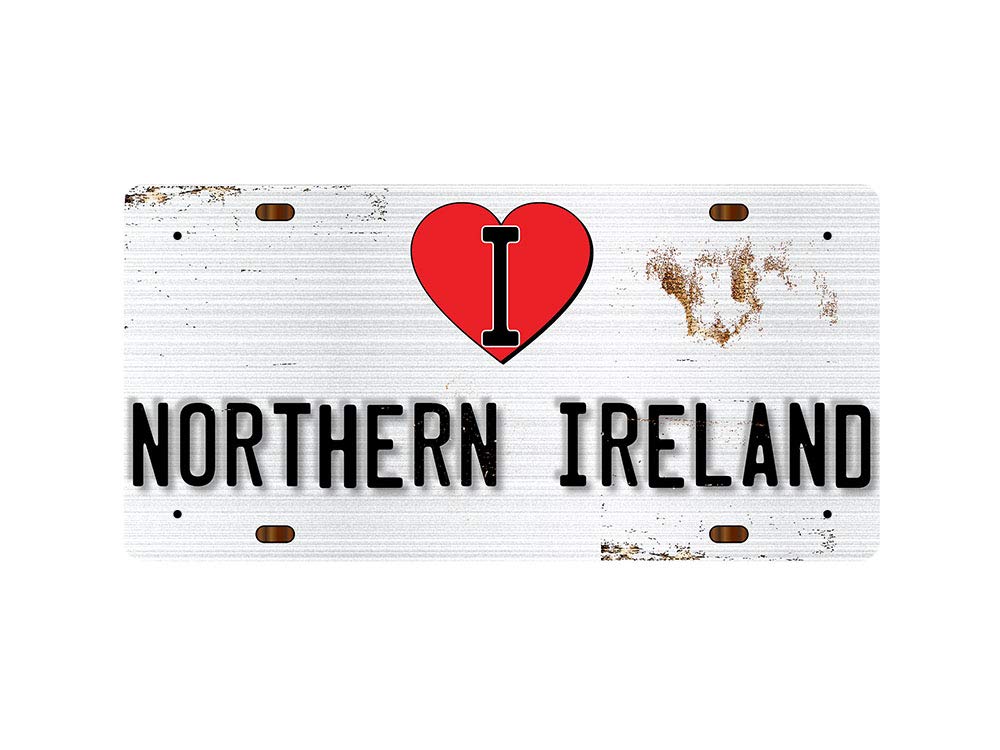 Mcmug White - I Love Northern Ireland - Metal Sign, Decorative Sign, 200Mm X 100Mm