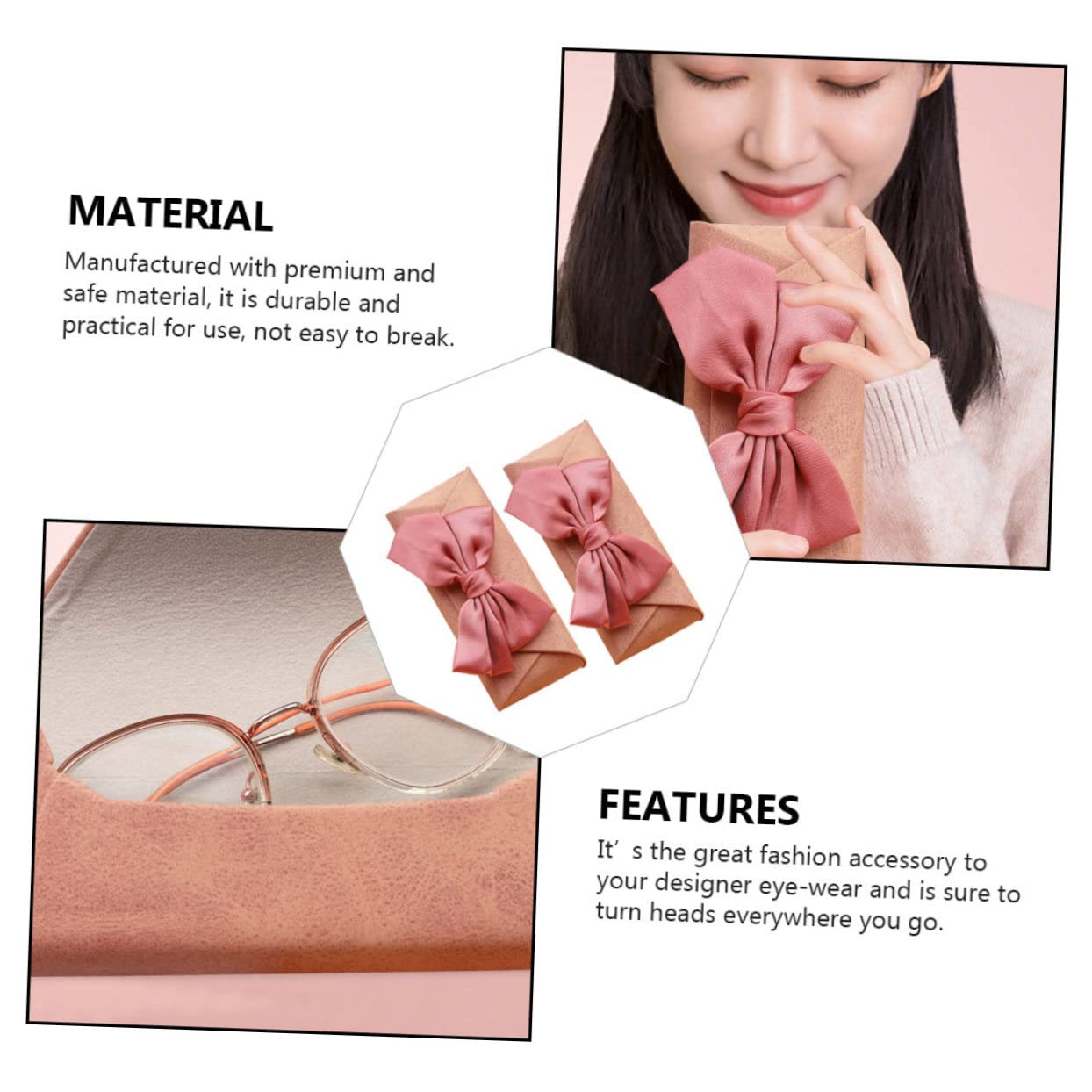 Beavorty Borse Per Occhiali Decorate Resistenti Per Sole E Occhiali Rosa
