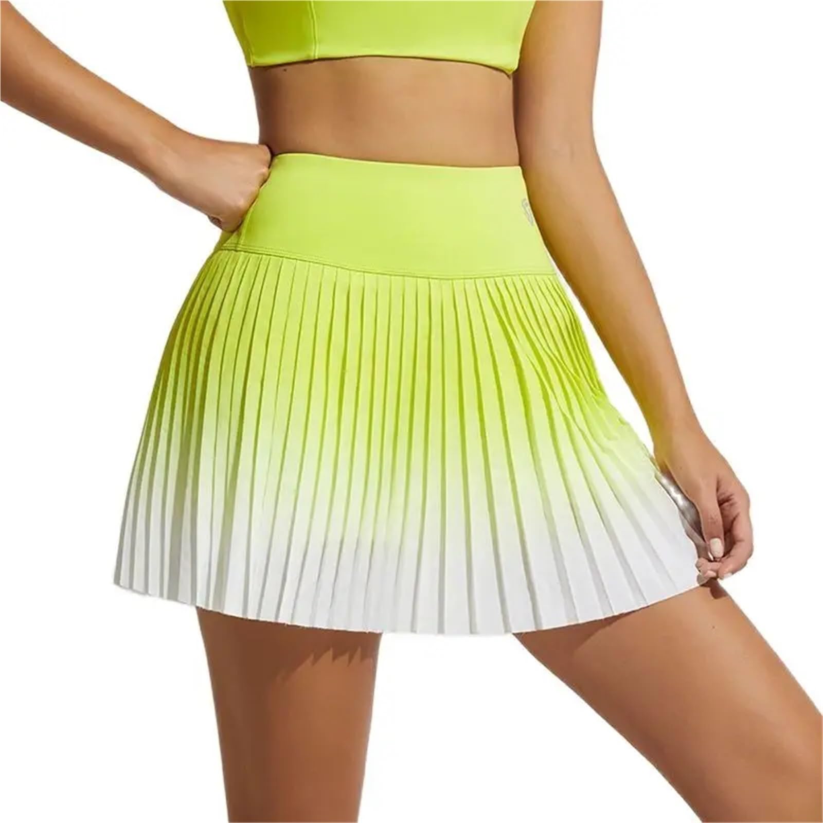 Tennis Outfit Damen Farbverlauf Senior Damen Plissee Tennisrock Golf Skorts mit Taschen Athletische Culottes Hohe Taille Workout Laufröcke(Black White,XL)
