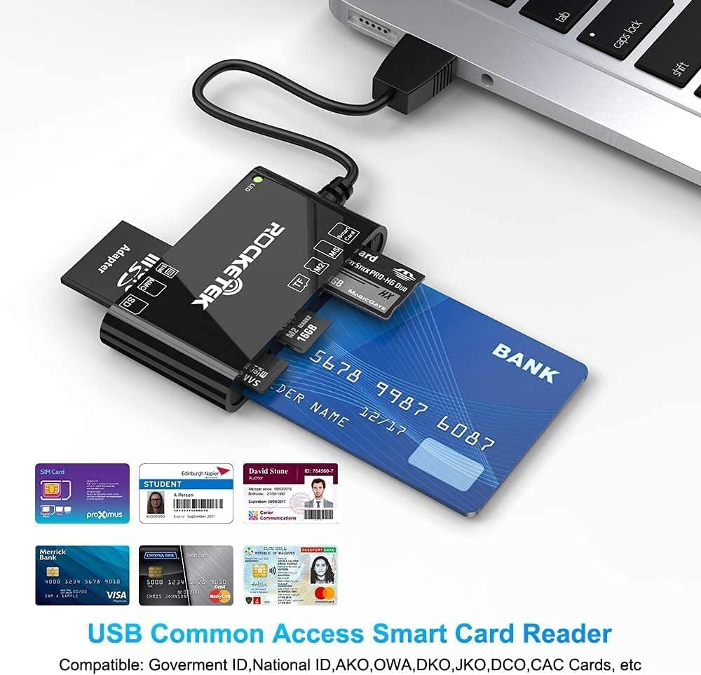 6 in 1 Memory Card Reader, USB SD Card Reader for Micro SD/SDXC/SD/SDHC/MS/M2/MMC Camera Memory Card/SIM/Smart Card Reader, CAC Reader for Mac OS, Windows, Linux, Chrome : Electronics