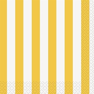 Yellow Striped Beverage Napkins, 16ct