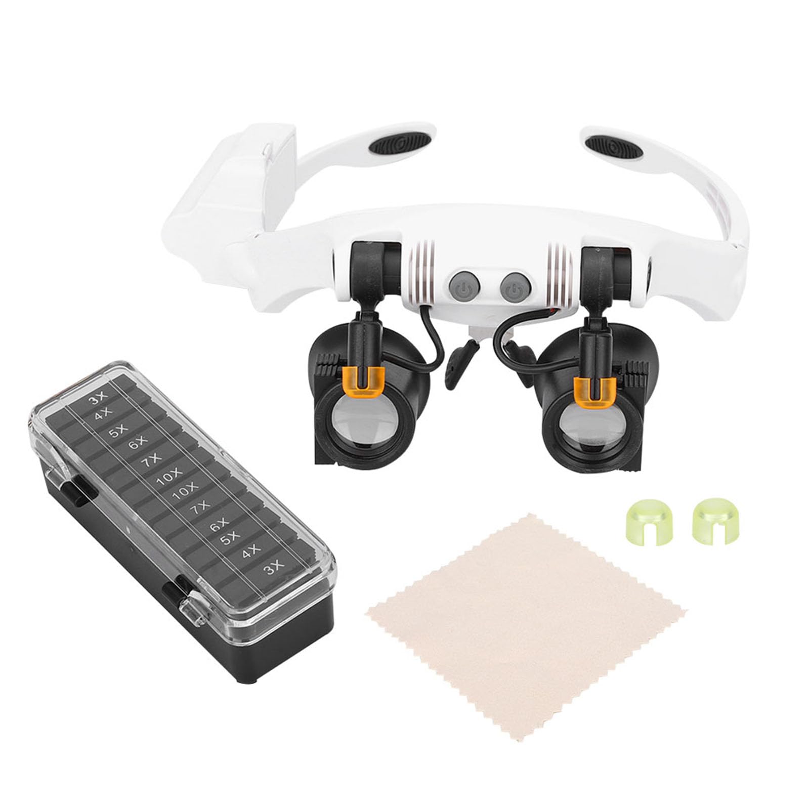 Loupe LED multifonctionnelle à Montage sur tête, 21 loupes combinées avec lentille remplaçable, grossissement réglable 3X à 10X pour l'inspection, la réparation de Montres et la