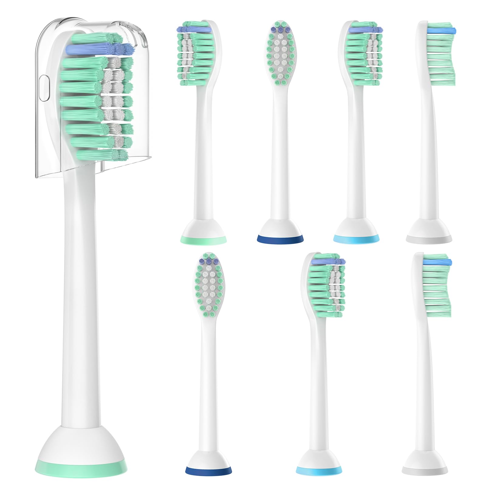Sensitive Ersatzbürsten Kompatibel mit Philips Sonicare Schallzahnbürste | 8er Weiche Borsten Bürstenköpfe, Sensitive Gum Care Zahnbürstenköpfe, Aufsteckbürsten für Erwachsene und Kinder, Weiß