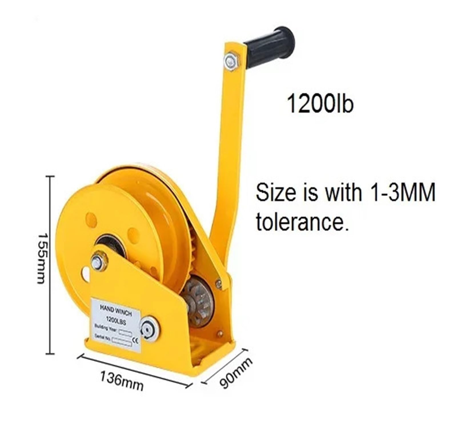 1200lb Boat Windlastruck Auto Manual Winch z samoblokującą bez liny stalowej i haka, ręczny ściągacz do naprawy opon do ciągnięcia i ciągnięcia