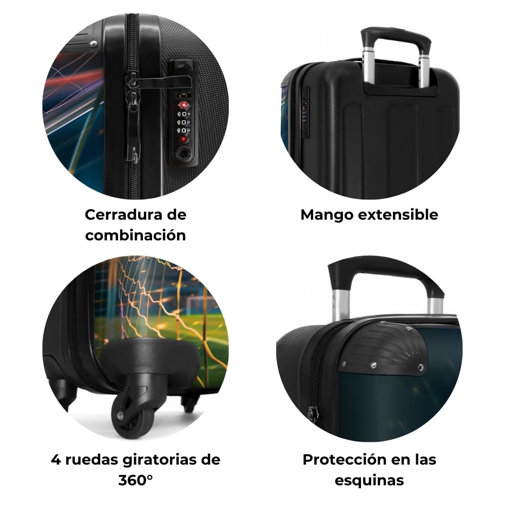 maleta NoBoringSuitcases.com Niños, Trolley, Cabina, Viaje, Equipaje de Mano, Maleta Personalizada (Fútbol - Azul Oscuro, 55x40x20 cm)