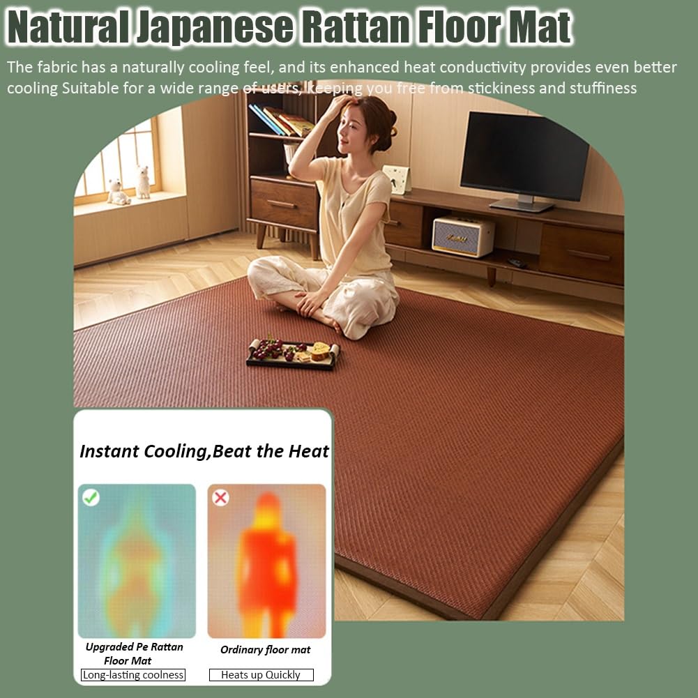 Japanische Bodenmatratze Tatami-Matte Memory-Schaum Rutschfeste Unterseite atmungsaktive Schlafunterlage Light Brown 60x120cm