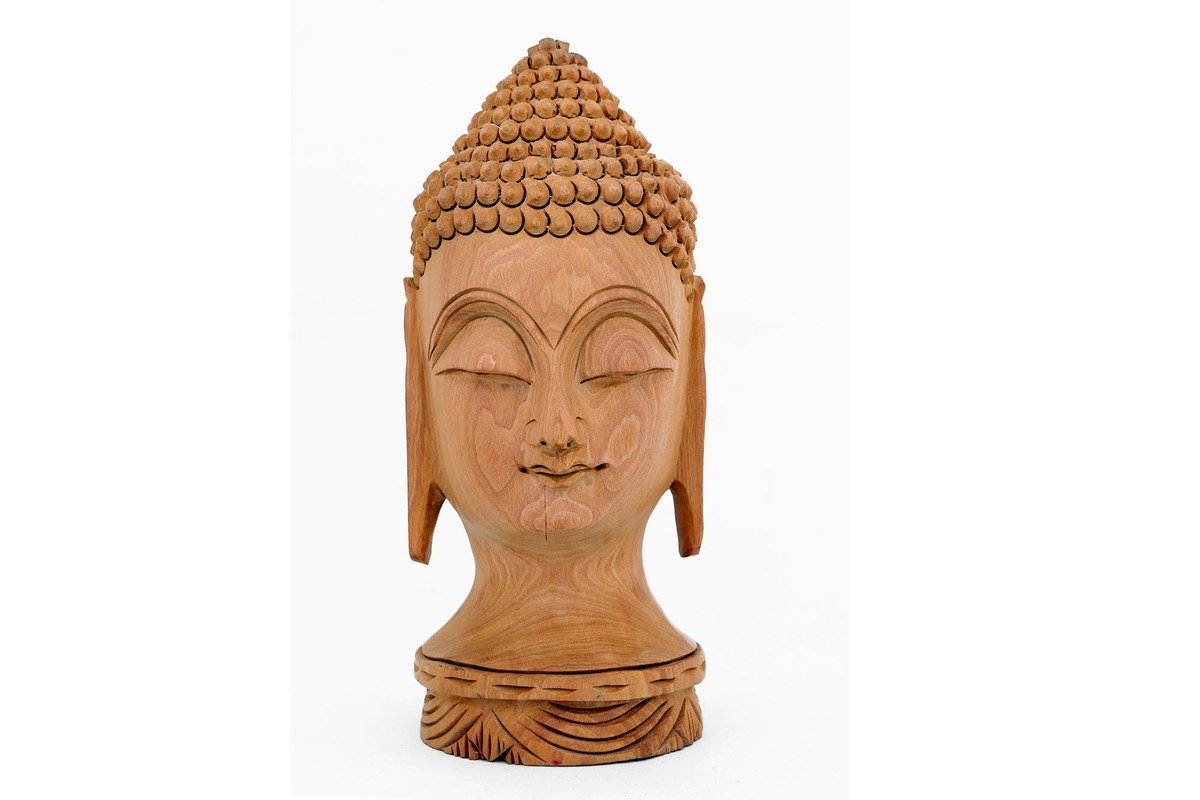 Statue de Bouddha en bois naturel pour salon chaleureux