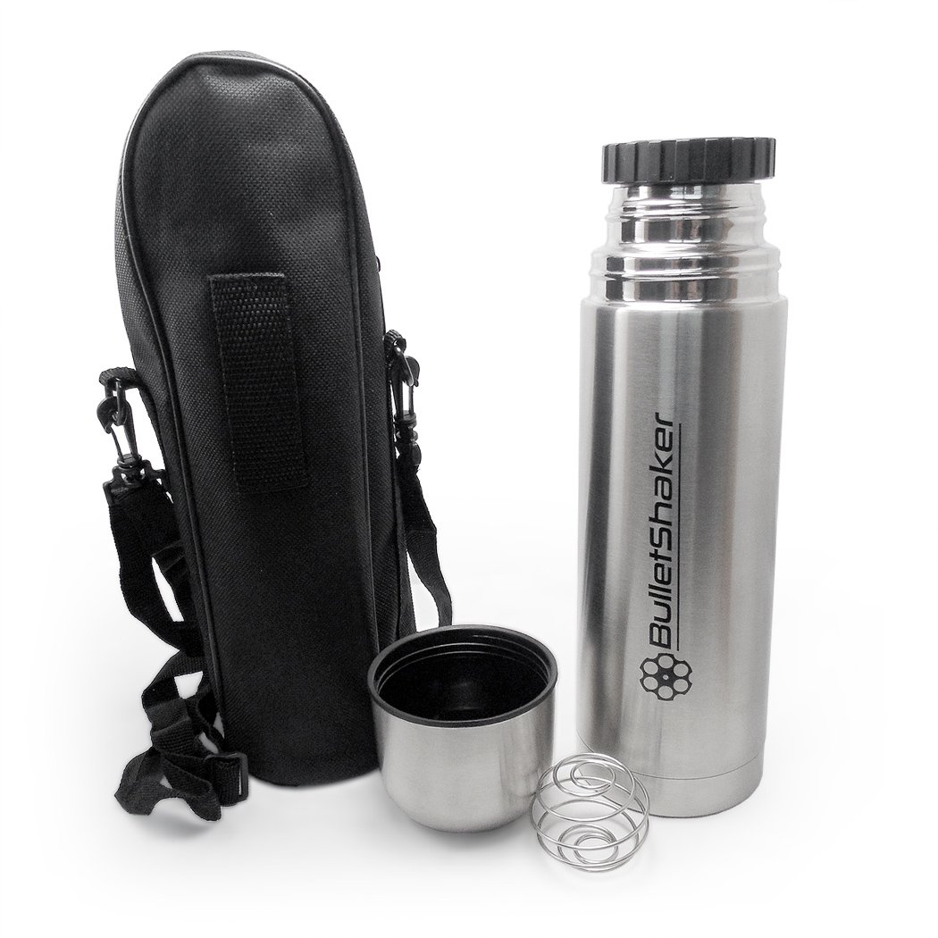 New and Improved BulletShaker 2.0 Best 25.36oz (750mL) Thermos to Keep Bulletproof Coffee HOT or Protein Shakes COLD..AND MIXED. (Mixer Ball Included!)
