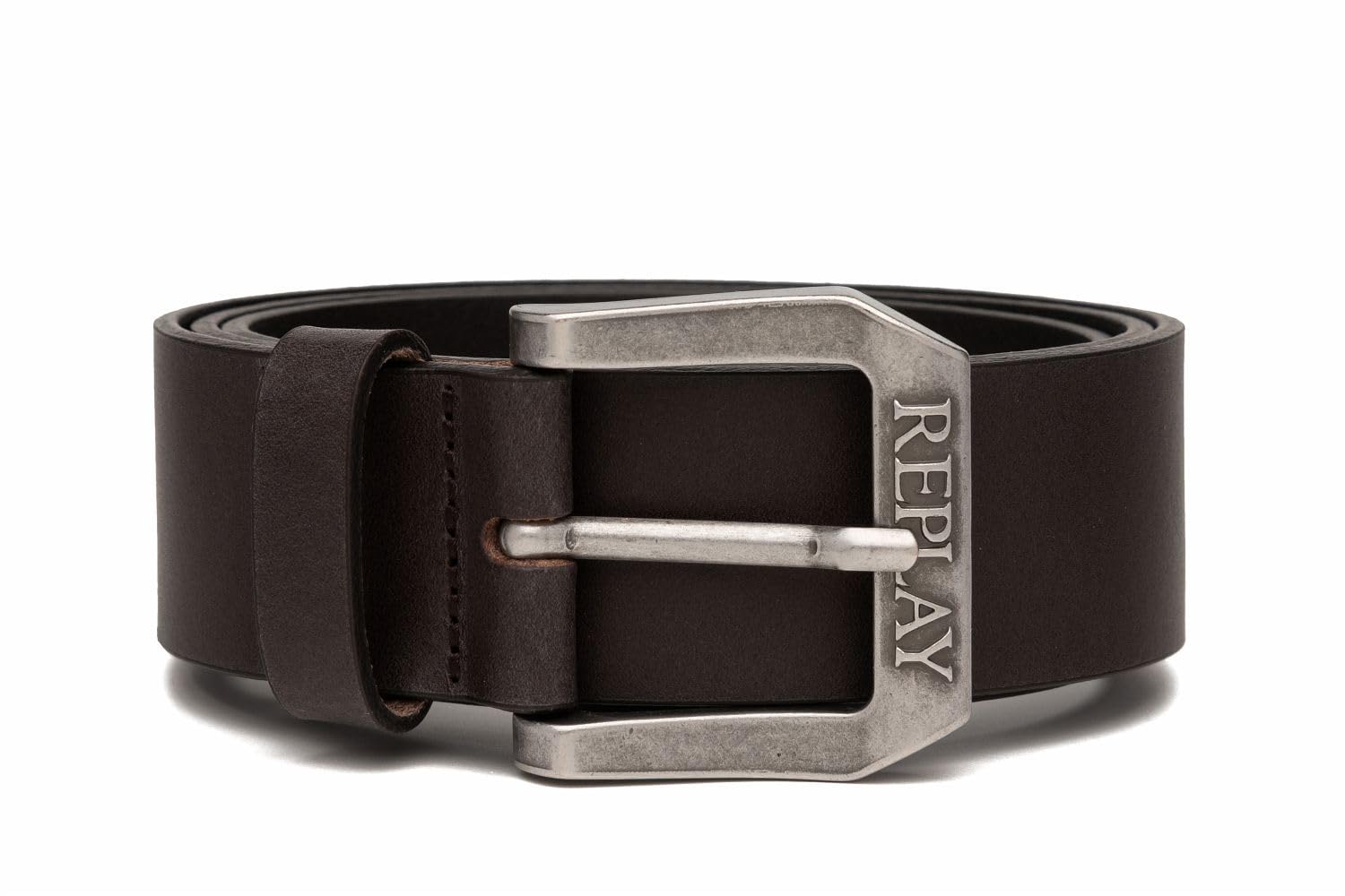 Replay men's leather belt, brown (Black Brown 128), 100 cm