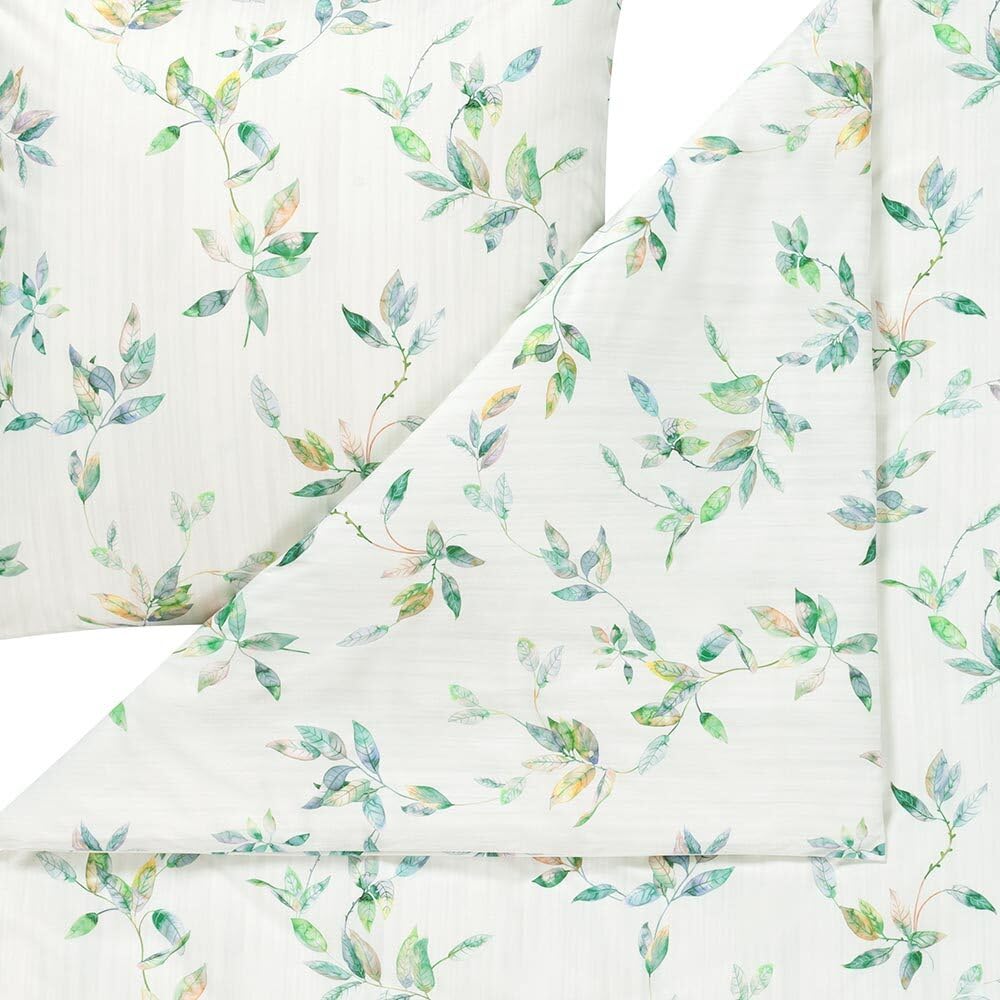 ESTELLA Mako Jersey Bettwäsche 155x220 Thalia grün Blätterranke 6621-530