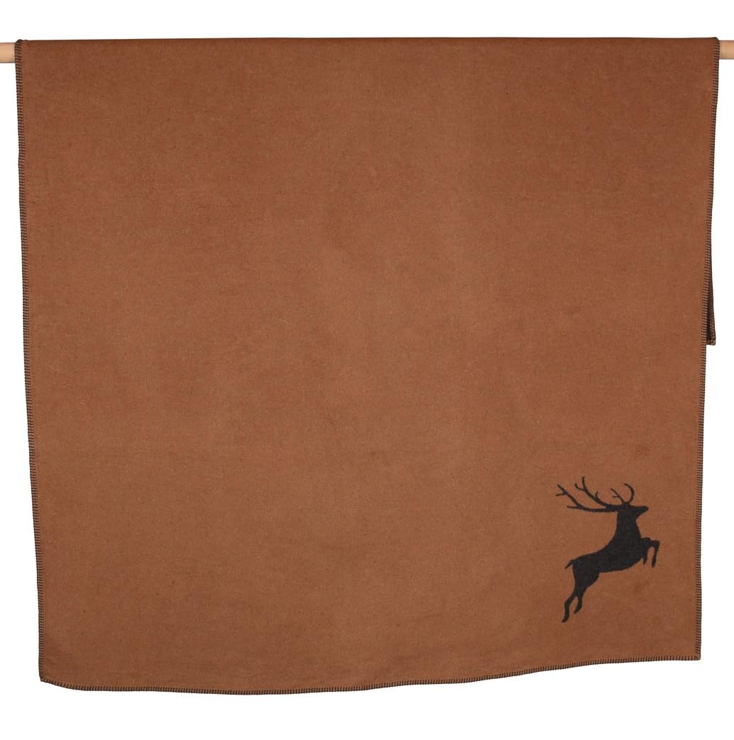 Couverture en coton motif cerf marron pour vos soirées au coin du feu