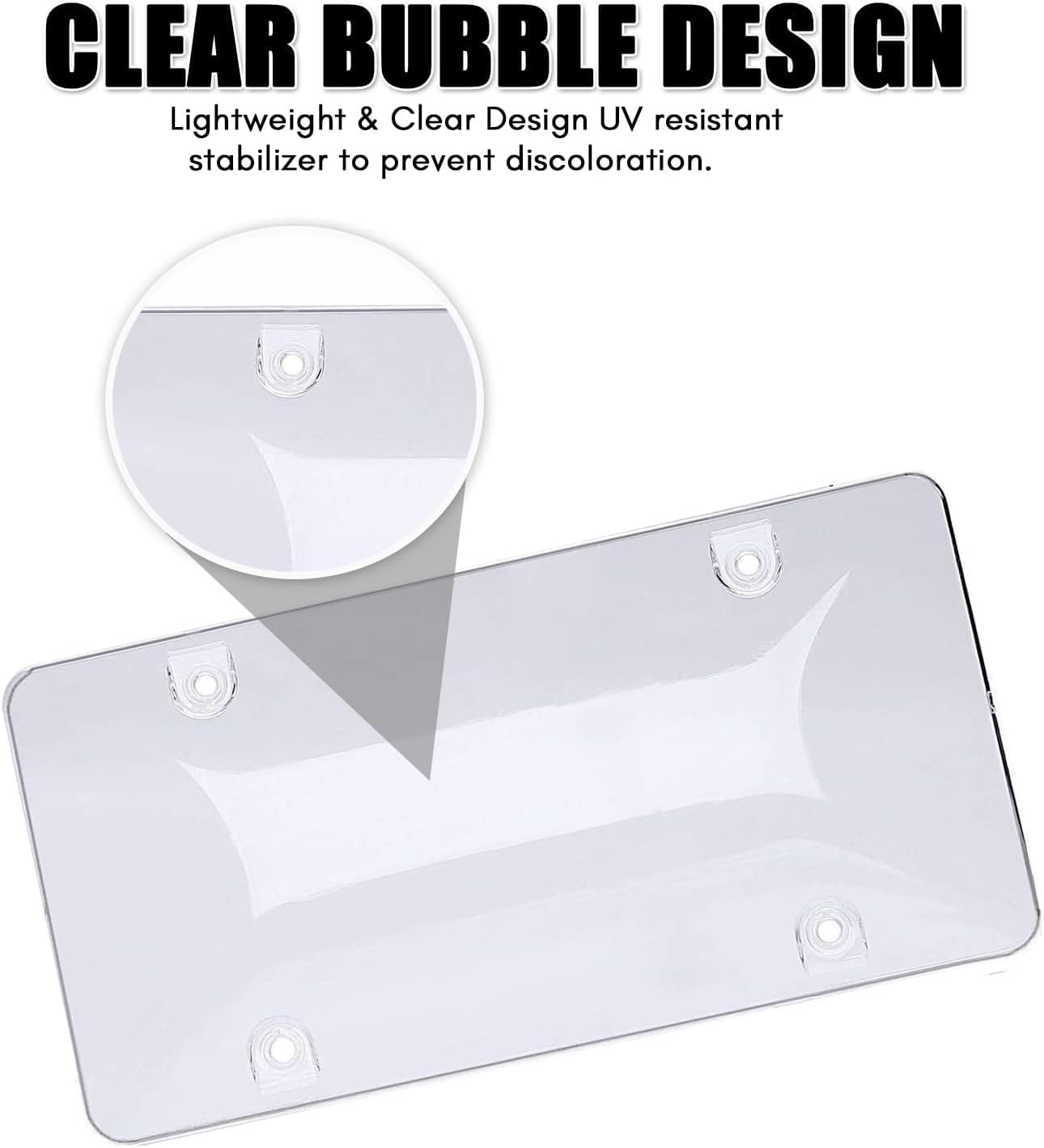Zone Tech Clear License Plate Cover Frame Bubble Shields