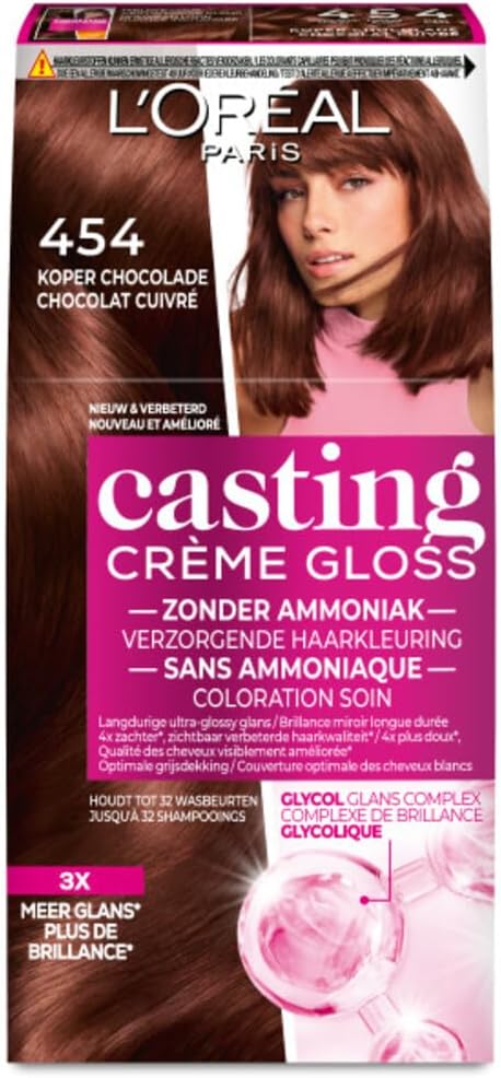 3x L’Oréal Casting Cream Gloss Semi-Permanent Hair Colour 454 Brownie – Mahogany Copper Brown